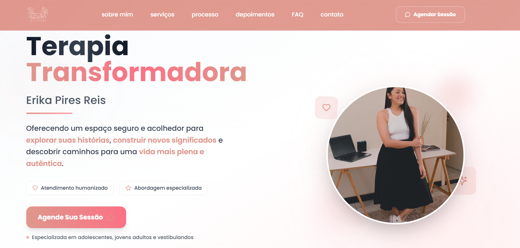 Captura de tela do projeto Érika Pires