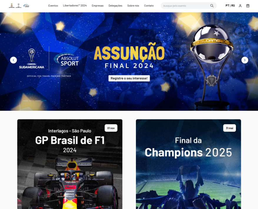 Captura de tela do projeto Absolut Sport